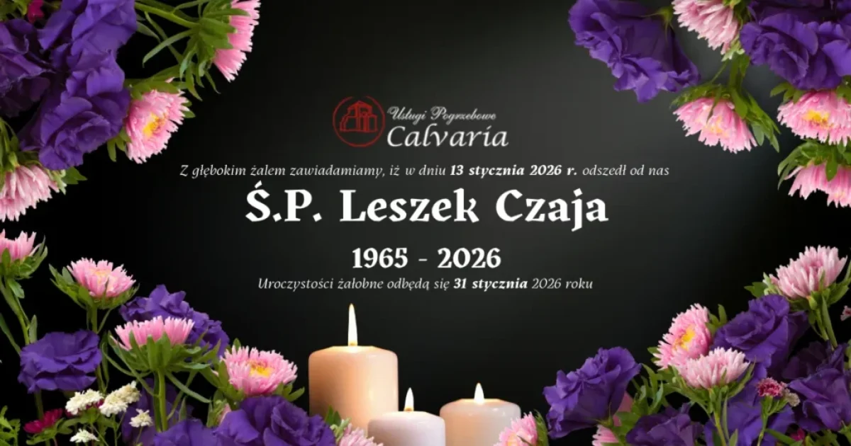 E-klepsydra Śp. Leszek Czaja – 31 stycznia 2026 r. – pogrzeb Gościcino | Zakład Pogrzebowy Calvaria Wejherowo