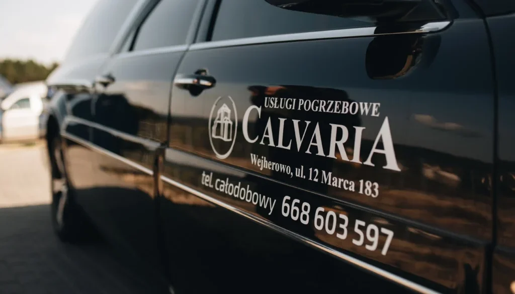 Trumna przy grobie otoczona wiązankami kwiatowymi – Calvaria Wejherowo