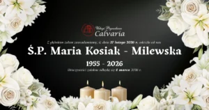 E-klepsydra Śp. Maria Kosiak-Milewska – 4 marca 2026 r. – pogrzeb Wejherowo | Zakład Pogrzebowy Calvaria Wejherowo